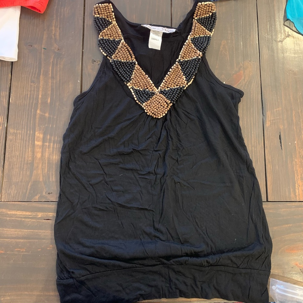 Beaded neckline top